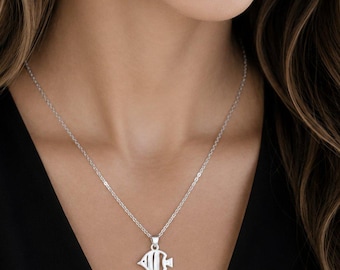 Tropical Fish Necklace, 20 inches - Silver