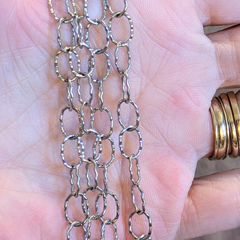 Silver Hammered Oval Link Charm Bracelet Base - D.i.y. - Build Your Charm Bracelet! - - LadybugfeetDesigns -