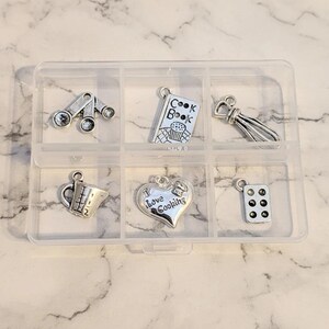 I Love Cooking Mini Charm Box - 6 pc., Silver - - LadybugfeetDesigns -