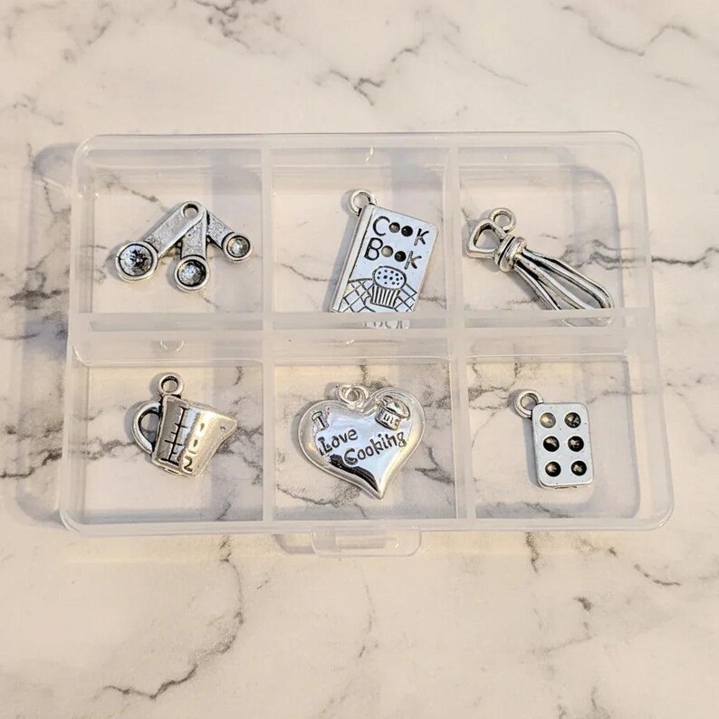 I Love Cooking Mini Charm Box - 6 pc., Silver - - LadybugfeetDesigns -