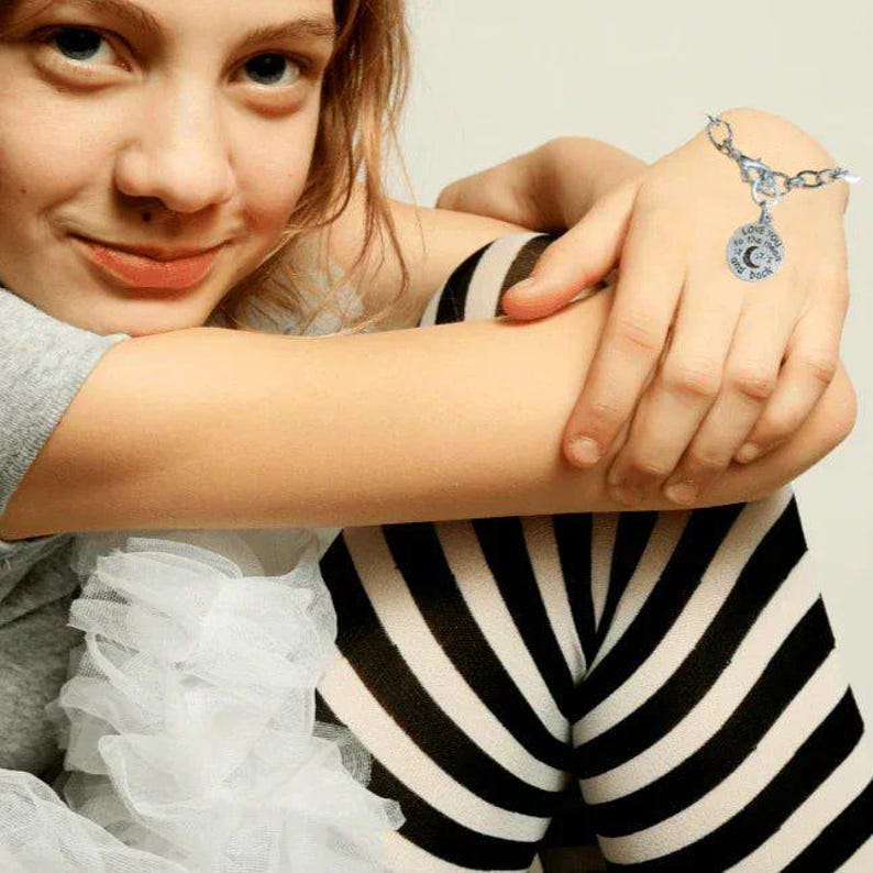 Love You to the Moon Chain Bracelet - - LadybugfeetDesigns -