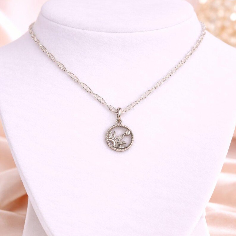 Sun Rays Pendant necklace, Silver - 20 inch - - LadybugfeetDesigns -