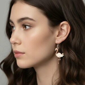 Rustic Flamingo Hook Earrings - - LadybugfeetDesigns -