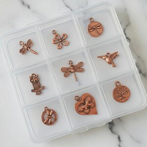 Boho Nature Charm Box - 9 pc., Rose-Gold/Copper - - LadybugfeetDesigns -