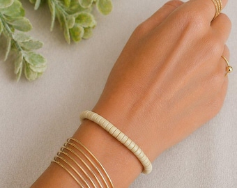 Ivory Heishi Wood Bead Stretch bracelet - Unisex