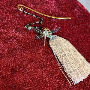 Dragonfly Beaded Bookmark - - LadybugfeetDesigns -