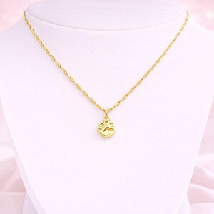 Paw Print necklace, Gold- 20 inch - - LadybugfeetDesigns -
