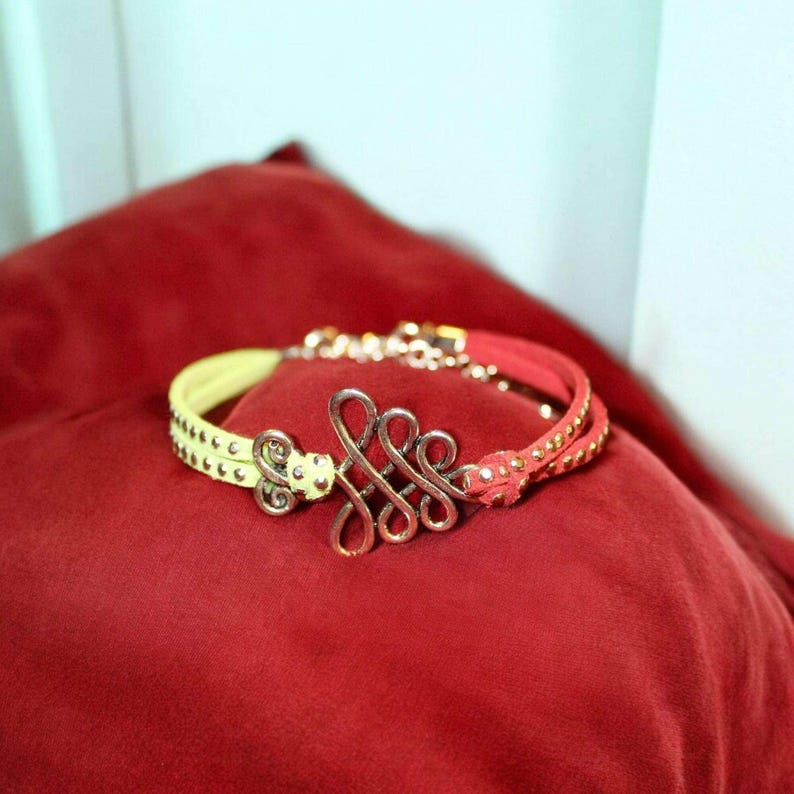 Unalome/Triple Infinity Beaded Suede Bracelet - - LadybugfeetDesigns -