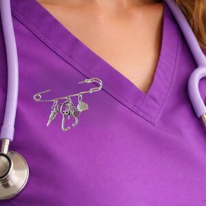 LPN - Licensed Practical Nurse Safety Pin Brooch, Purse Charm - - LadybugfeetDesigns -