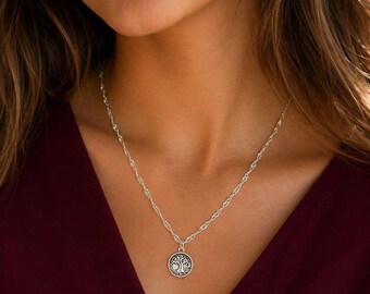 Collana con moneta Albero della vita, argento - 20 pollici