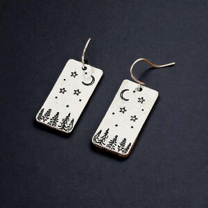 Starry Night in the Pines Dangle Earrings - - LadybugfeetDesigns -