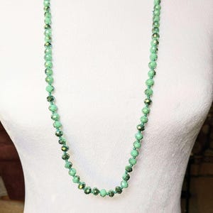 Turquoise AB Crystal Knotted Necklace -36 inch - - LadybugfeetDesigns -