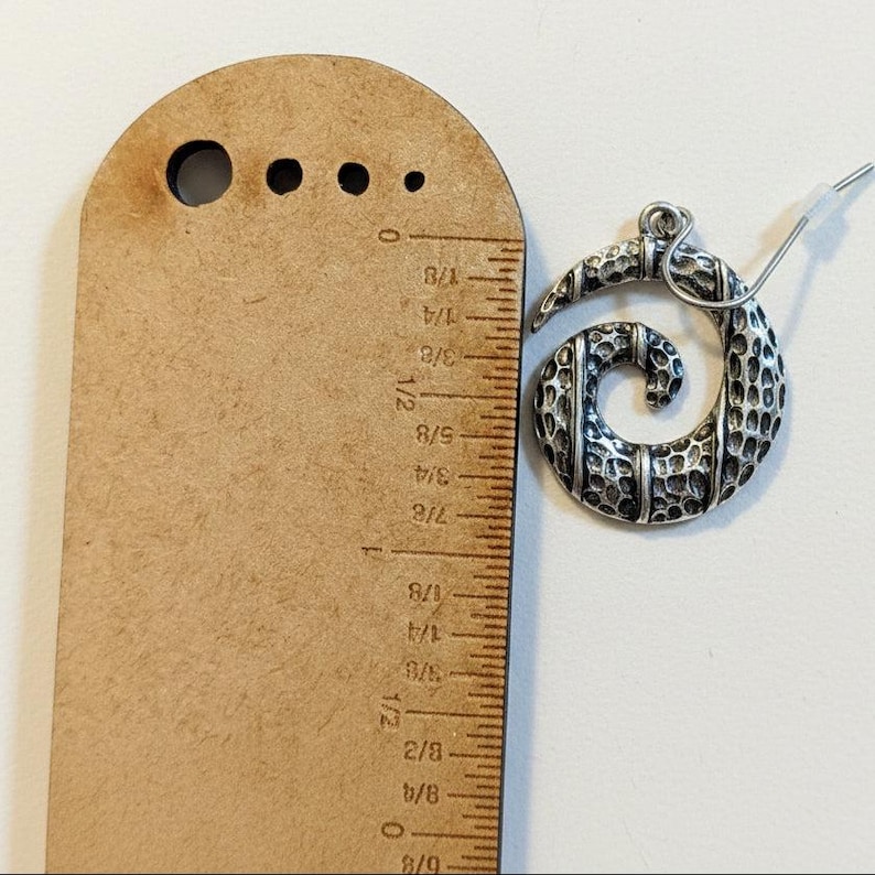 Hammered Swirl Earrings, Silver - - LadybugfeetDesigns -