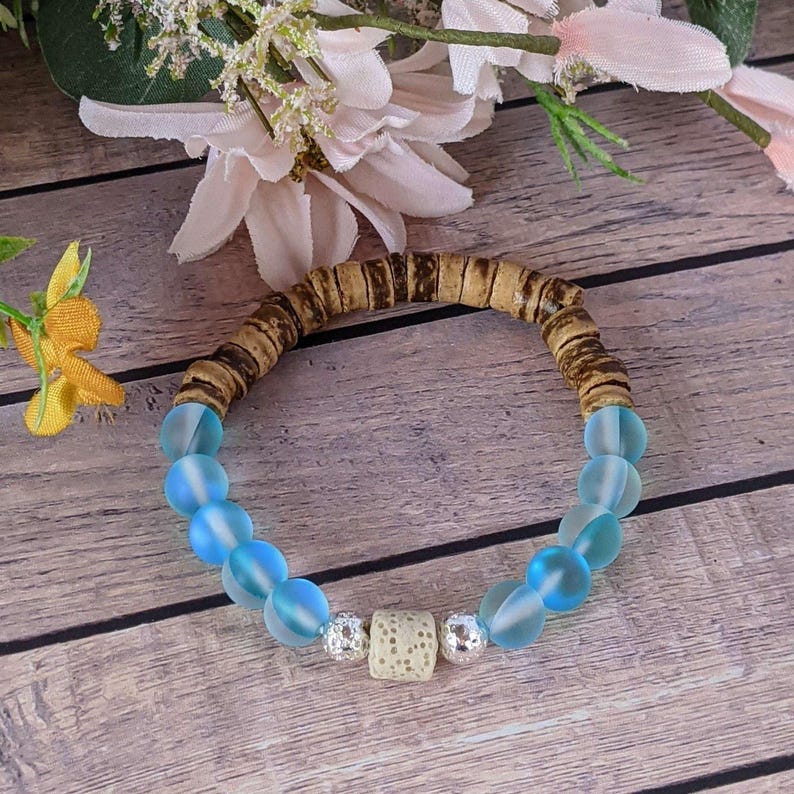 Iridescent Blue Mystic Aura Quartz Gemstone Diffuser bracelet - - LadybugfeetDesigns -