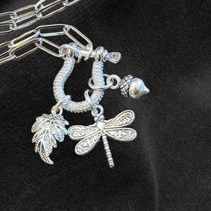 Forest Friends Dragonfly Shackle Clasp Carabiner Necklace, Silver - 20 inch - - LadybugfeetDesigns -