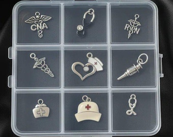 CNA/RN Nurse Charm Box - 9 pc., Silver