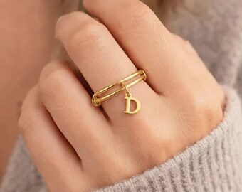 Initial Charm Ring, Gold