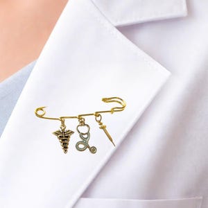 Medical Field Safety Pin Brooch, Purse Charm - - LadybugfeetDesigns -