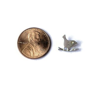 Silver Perching Bird Charm Pendant - - LadybugfeetDesigns -