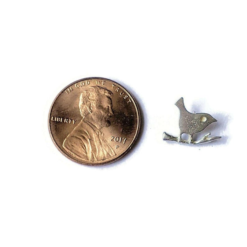 Silver Perching Bird Charm Pendant - - LadybugfeetDesigns -