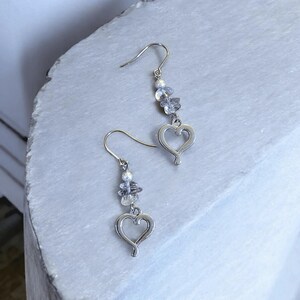 Ametrine Heart dangle earrings, silver - - LadybugfeetDesigns -