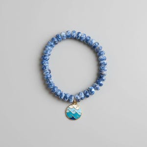 Ocean Waves Beaded Stretch Bracelet - - LadybugfeetDesigns -