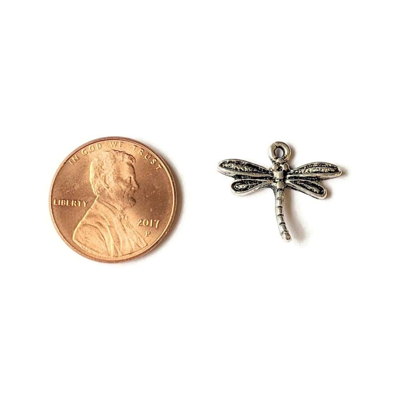 Silver Mini Dragonfly Charm IV - - LadybugfeetDesigns -
