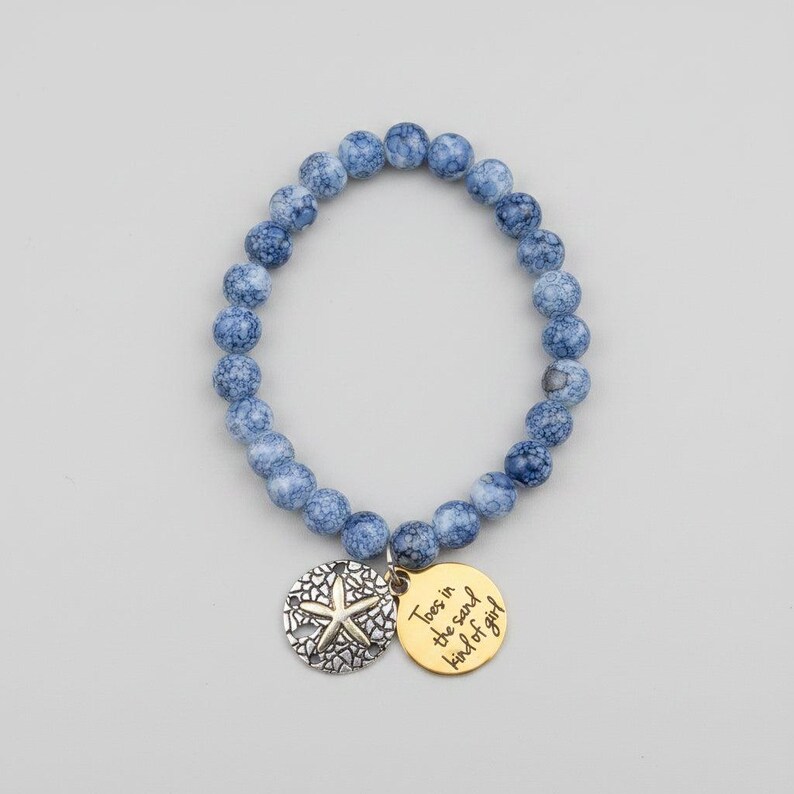 Toes in the Sand Beaded Stretch Bracelet - - LadybugfeetDesigns -