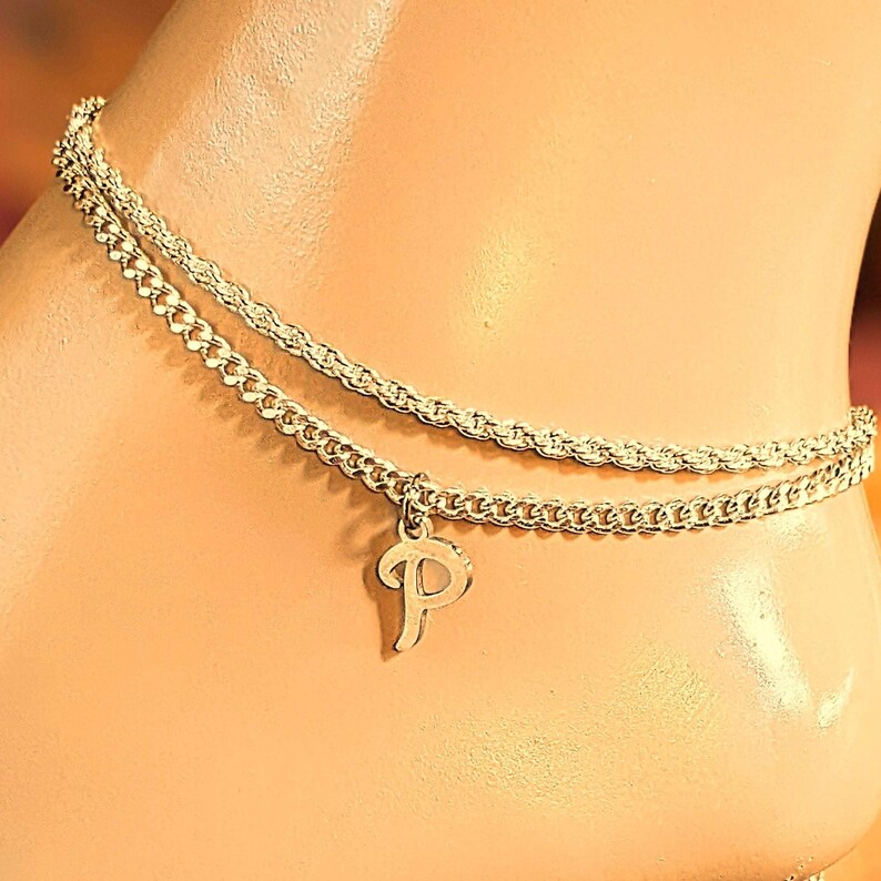 Silver Rope Chain Anklet - - LadybugfeetDesigns -
