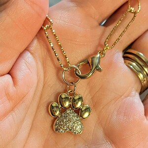 Gold Dog/Cat Paw Paperclip Chain Bracelet - - LadybugfeetDesigns -