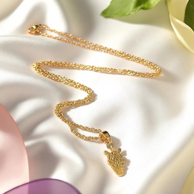 Zebra necklace, Gold - 20 inch - - LadybugfeetDesigns -