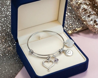 Child's Birthstone Heart Bangle