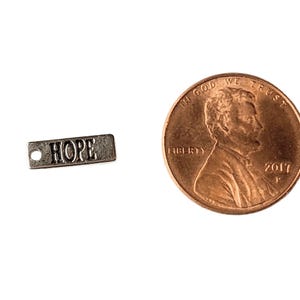 Silver Hope Tag Charm - - LadybugfeetDesigns -