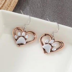 Rustic Dog/Cat Paw Print Earrings, Silver - - LadybugfeetDesigns -