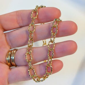 14K Gold Filled Textured Oval cable chain Bracelet Base - D.i.y. - Build Your Charm Bracelet! - - LadybugfeetDesigns -