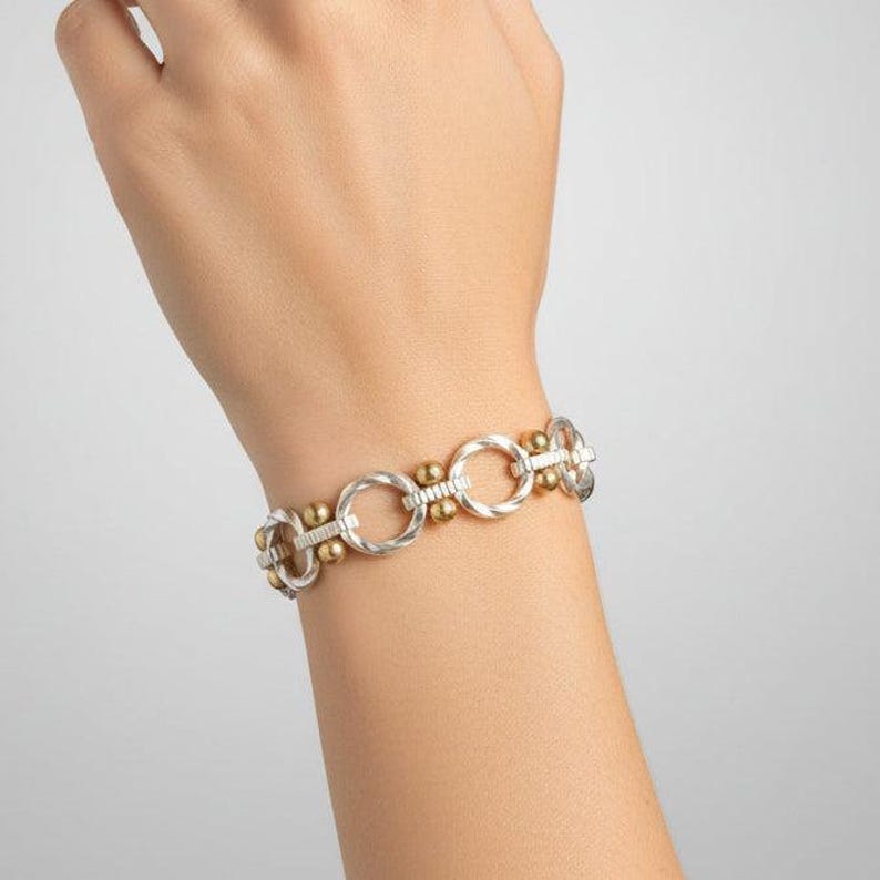 Chunky Two-Tone Chain Bracelet - - LadybugfeetDesigns -