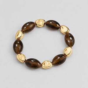 Amber and Gold Chunky Bead Bracelet - - LadybugfeetDesigns -