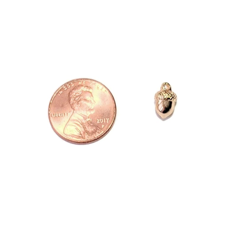Gold Tiny Acorn Charm - - LadybugfeetDesigns -
