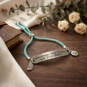 Encourage Your Hopes Not Your Fears Twisted Rope Bolo bracelet - - LadybugfeetDesigns -