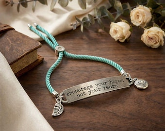 Encourage Your Hopes Not Your Fears Twisted Rope Bolo bracelet