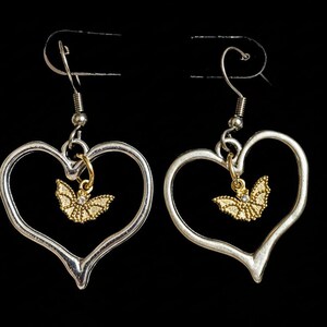 Two-Tone Bat Heart Earrings - - LadybugfeetDesigns -