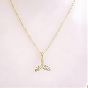CZ Whale Tail necklace, Gold - 20 inch - - LadybugfeetDesigns -