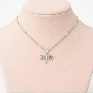 Dragonfly Necklace, Silver - 20 inch - - LadybugfeetDesigns -