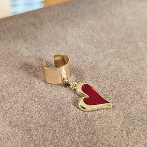 Enamel Heart Ear Cuff, Gold - - LadybugfeetDesigns -