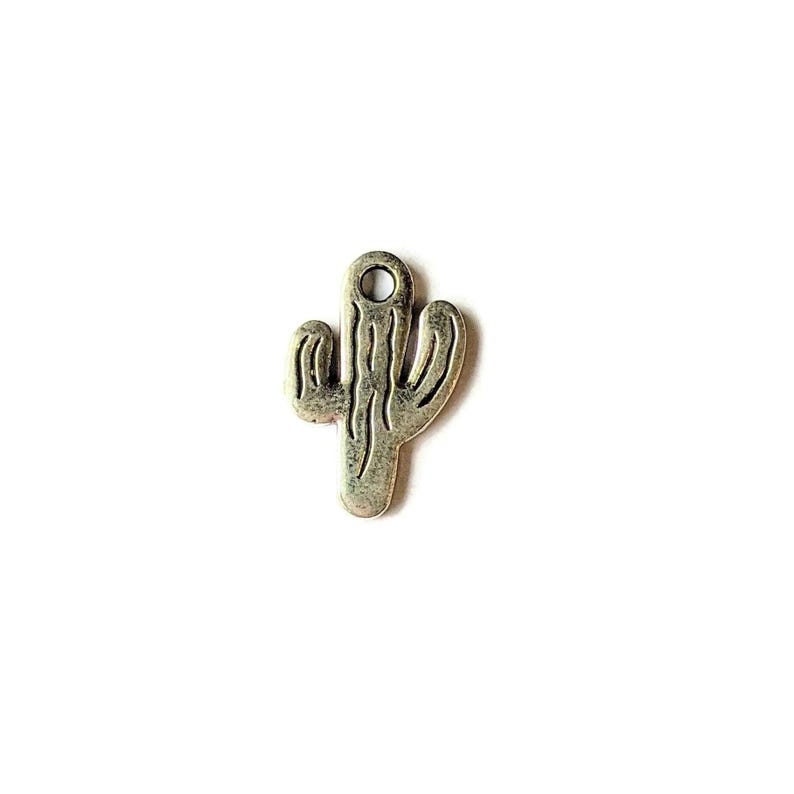 Silver Cactus Charm - - LadybugfeetDesigns -