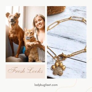 Gold Dog/Cat Paw Paperclip Chain Bracelet - - LadybugfeetDesigns -
