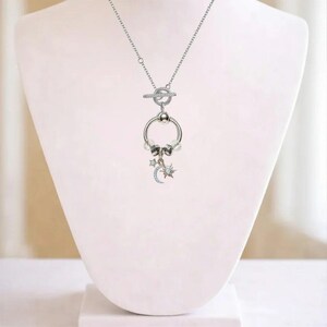 Moon Sun Star Sterling Silver Toggle Charm Necklace, 20 inches - - LadybugfeetDesigns -