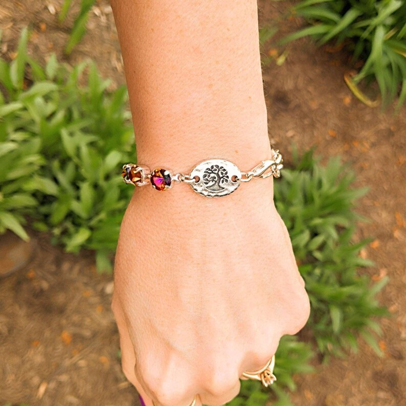 Tree of Life Faceted Crystal Bracelet - - LadybugfeetDesigns -