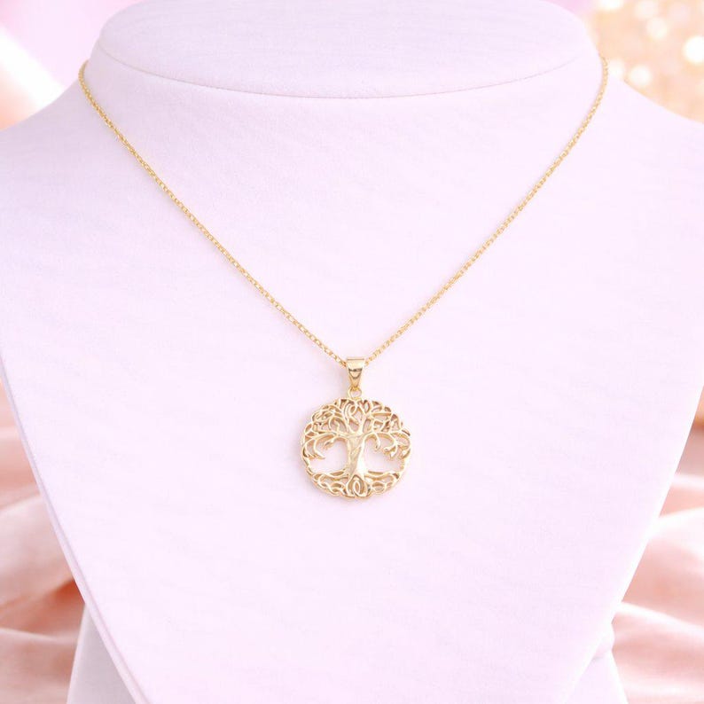 Tree of Life necklace, Gold- 20 inch - - LadybugfeetDesigns -