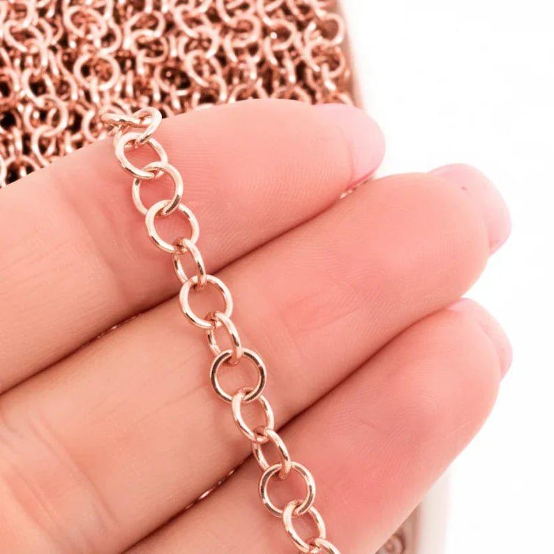 Rose Gold Small Rolo Charm Bracelet Base - D.i.y. - Build Your Charm Bracelet! - - LadybugfeetDesigns -